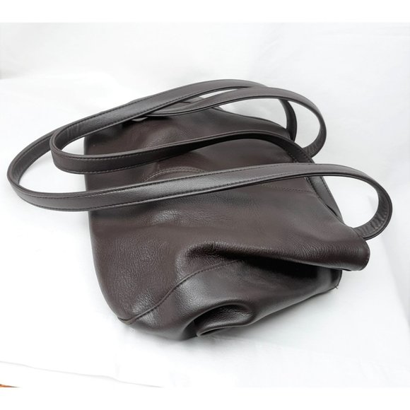 Leather Co Liz Claiborne Grandmacore Shoulder Bag Purse Dark Brown Leather 80s - Picture 12 of 14